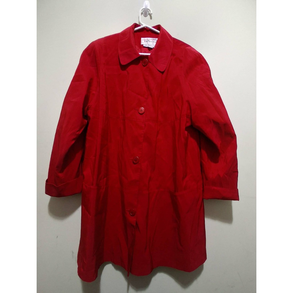 Vintage Talbots Women's Size 10 Red Trench Coat Classic Button Front‎